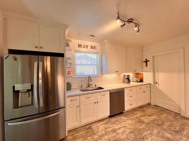 436 S Front St, Rio Vista, CA 94571 - kitchen featuring stainless steel appliances, white cabinetry, light countertops, and tasteful backsplash