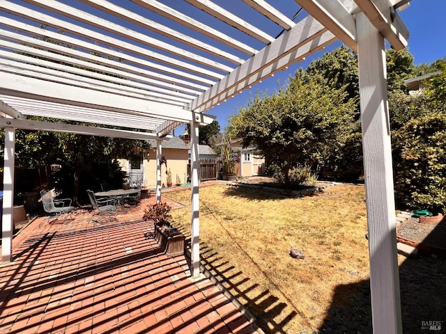 436 S Front St, Rio Vista, CA 94571 - wooden terrace with a pergola, a patio, and a fenced backyard