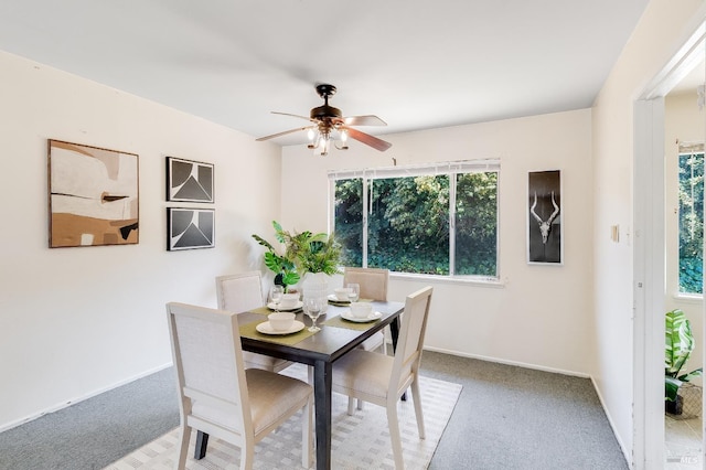 1255 Sereno Dr, Vallejo, CA 94589 - dining room featuring light colored carpet and ceiling fan
