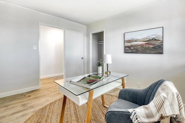 76 Oak Springs Dr, San Anselmo, CA 94960 - office area featuring ornamental molding and light wood-style floors