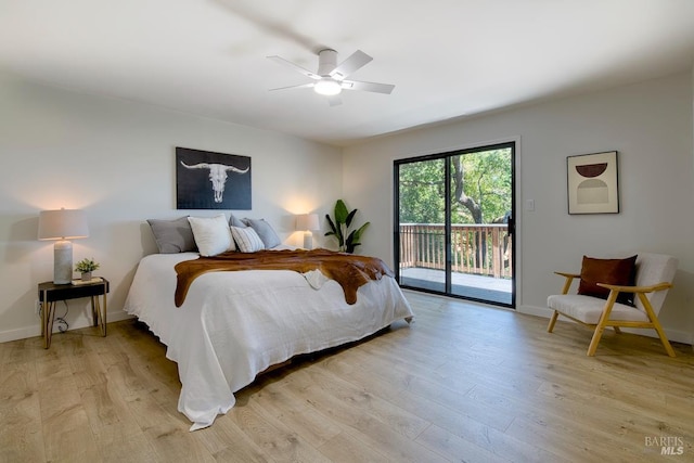 76 Oak Springs Dr, San Anselmo, CA 94960 - bedroom with access to outside, light wood-style floors, and ceiling fan
