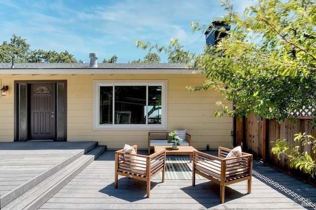 76 Oak Springs Dr, San Anselmo, CA 94960 - wooden deck featuring an outdoor hangout area
