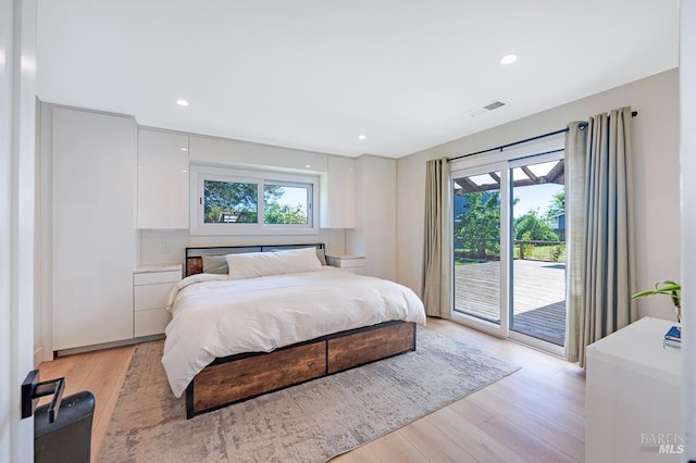 5648 Ver Ni Rd, Sebastopol, CA 95472 - bedroom with access to exterior, light wood-style floors, and recessed lighting
