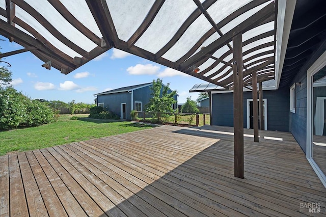 5648 Ver Ni Rd, Sebastopol, CA 95472 - wooden deck with a yard and a pergola