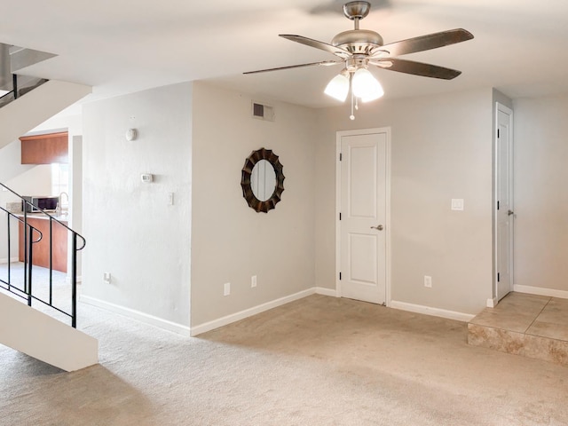 1930 Benita Dr Unit 2, Rancho Cordova, CA 95670 - spare room with carpet floors, ceiling fan, and stairs