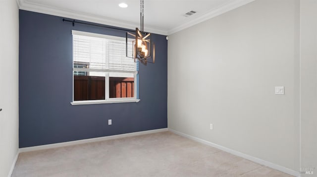 5041 Soprano Cir, Fairfield, CA 94534 - empty room featuring ornamental molding, carpet flooring, and a chandelier