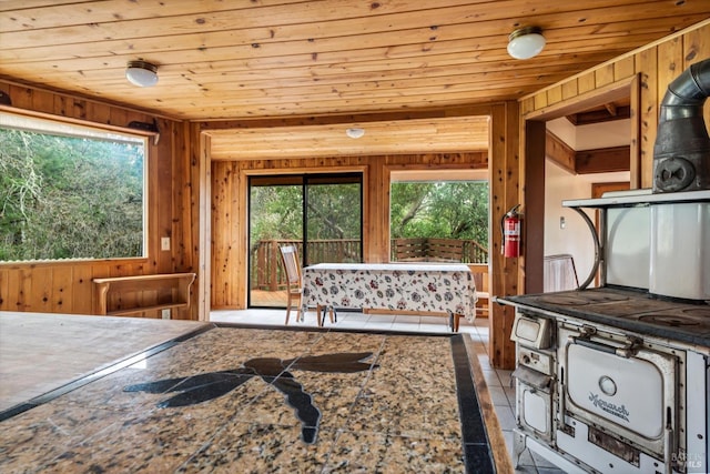 3100 Radical Ridge Rd, Redwood Valley, CA 95470 - living room featuring wooden walls and wooden ceiling