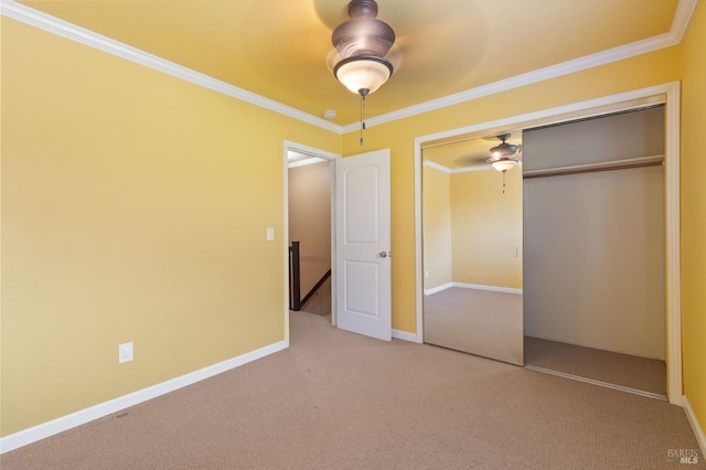171 Nautical Ct, Vallejo, CA 94574 - unfurnished bedroom featuring a closet, ornamental molding, carpet, and ceiling fan