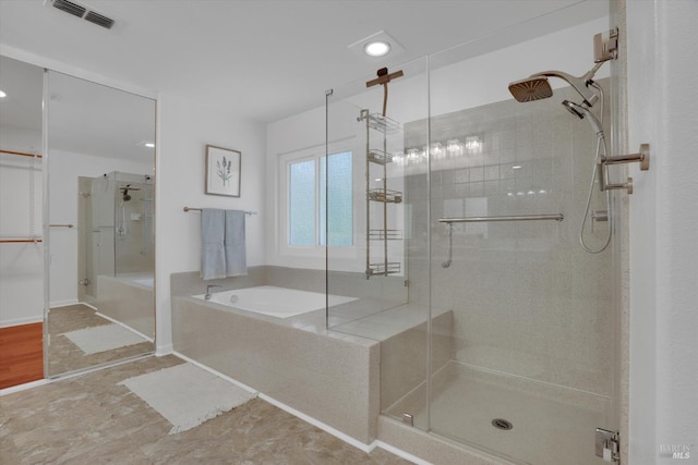 494 Mccall Dr, Benicia, CA 94510 - bathroom with a stall shower, a bath, and recessed lighting