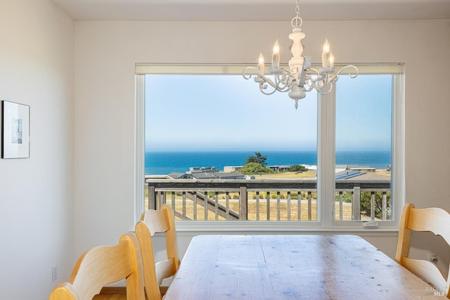 359 Terra Verde, Bodega Bay, CA 94923 - dining space featuring a chandelier and a water view
