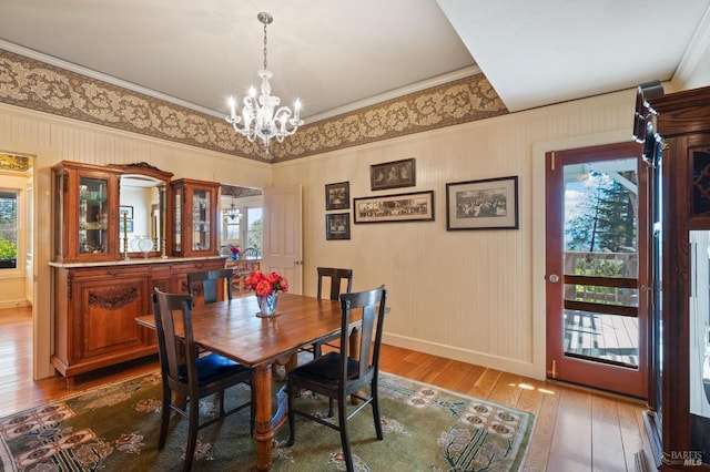 1300 Ink Grade Rd, Pope Valley, CA 94567 - dining room with a chandelier, crown molding, healthy amount of natural light, and wood-type flooring