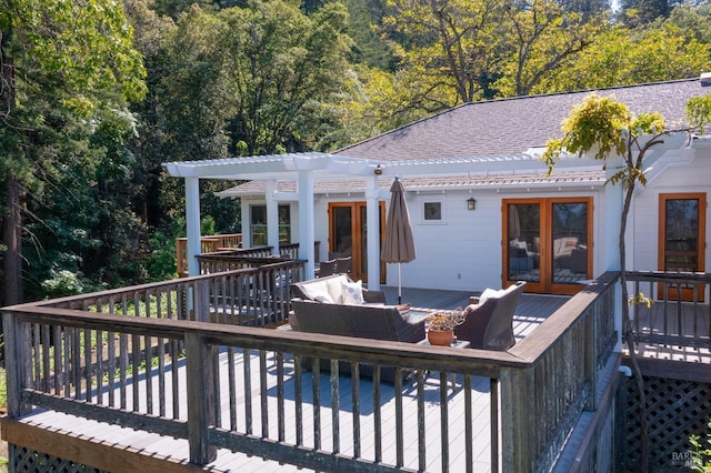1300 Ink Grade Rd, Pope Valley, CA 94567 - wooden terrace with outdoor lounge area and a pergola