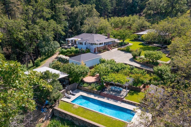 1300 Ink Grade Rd, Pope Valley, CA 94567 - aerial view of property and surrounding area with a forest and a pool area