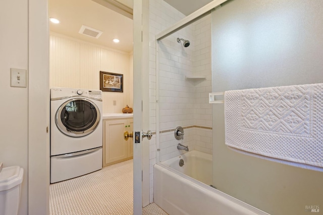1300 Ink Grade Rd, Pope Valley, CA 94567 - full bath with washer / dryer, shower / tub combination, and recessed lighting
