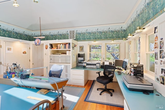 1300 Ink Grade Rd, Pope Valley, CA 94567 - office space featuring light wood-type flooring and ornamental molding