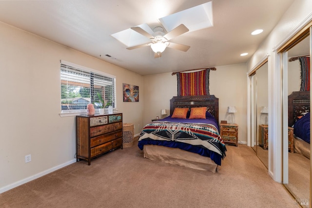 1851 Daniel Way, Redwood Valley, CA 95470 - carpeted bedroom featuring a skylight, recessed lighting, and a ceiling fan