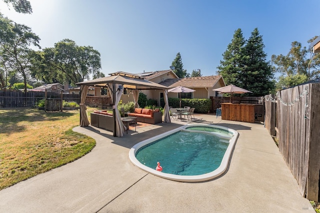1851 Daniel Way, Redwood Valley, CA 95470 - view of pool with outdoor lounge area, a gazebo, a patio, and a fenced backyard