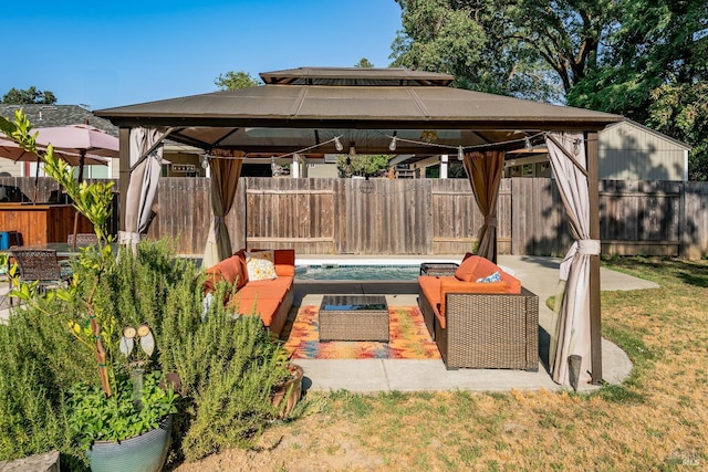 1851 Daniel Way, Redwood Valley, CA 95470 - fenced backyard featuring a gazebo, an outdoor hangout area, and a patio area