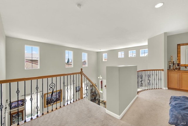 644 Canterbury Cir, Vacaville, CA 95687 - corridor with an upstairs landing, carpet floors, and recessed lighting