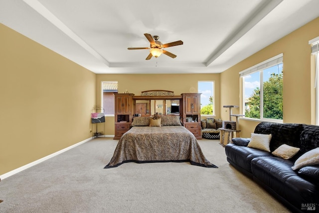 644 Canterbury Cir, Vacaville, CA 95687 - bedroom with a tray ceiling, carpet, and a ceiling fan
