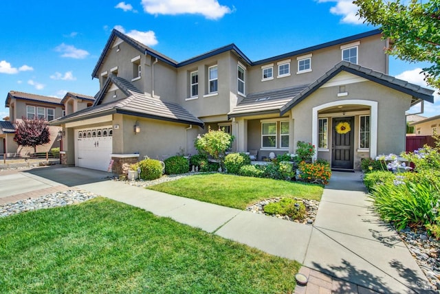 644 Canterbury Cir, Vacaville, CA 95687 - traditional-style house featuring stucco siding, a front lawn, and driveway