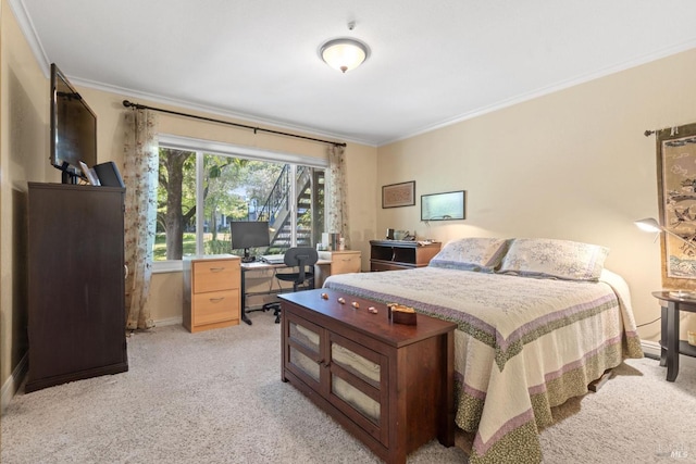 7771 Healdsburg Ave Unit 22, Sebastopol, CA 95472 - bedroom with crown molding, light carpet, and a desk