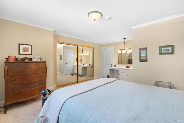 7771 Healdsburg Ave Unit 22, Sebastopol, CA 95472 - bedroom featuring carpet floors, ornamental molding, and connected bathroom