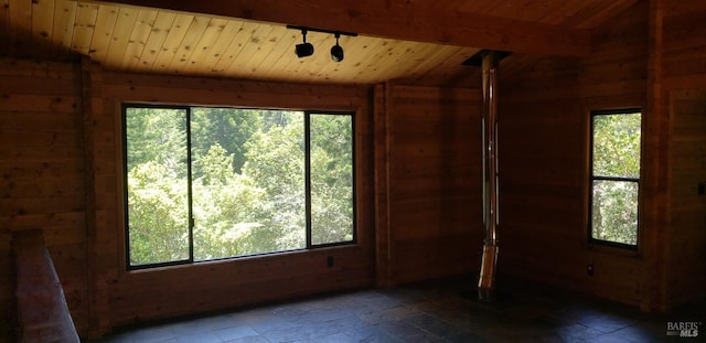 24663 Clover Rd, Willits, CA 95490 - spare room featuring healthy amount of natural light, wood ceiling, and wood walls