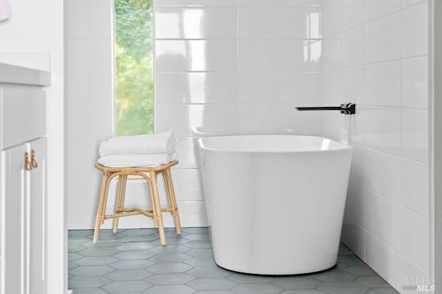 1325 Crestmont Dr, Angwin, CA 94508 - bathroom with a freestanding bath and tile walls