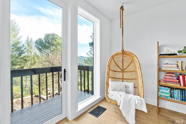 1325 Crestmont Dr, Angwin, CA 94508 - bedroom featuring access to exterior and wood finished floors