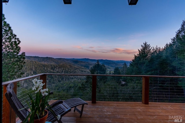 1325 Crestmont Dr, Angwin, CA 94508 - deck at dusk featuring a mountain view