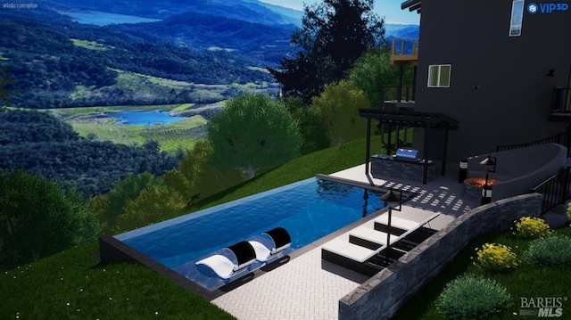 1325 Crestmont Dr, Angwin, CA 94508 - view of swimming pool with a mountain view, a patio area, and an infinity pool