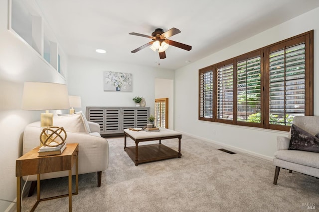 1619 Foothill Blvd, Calistoga, CA 94515 - carpeted living area featuring baseboards and ceiling fan