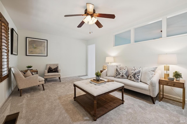 1619 Foothill Blvd, Calistoga, CA 94515 - carpeted living area featuring a ceiling fan and baseboards