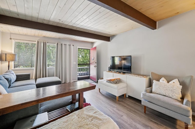 15 Montecito Dr, Corte Madera, CA 94925 - living area featuring a wood ceiling with exposed beams and wood finished floors