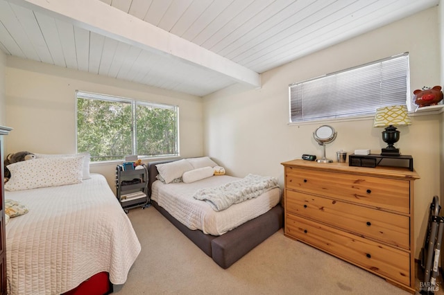 15 Montecito Dr, Corte Madera, CA 94925 - carpeted bedroom with a wood ceiling with exposed beams