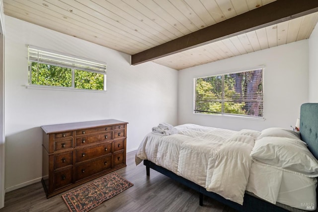 15 Montecito Dr, Corte Madera, CA 94925 - bedroom with multiple windows, wood finished floors, and a wooden ceiling with exposed beams