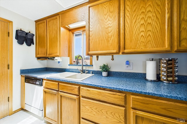 2393 Ohio St, Eureka, CA 95501 - kitchen with dishwasher, dark countertops, and brown cabinetry