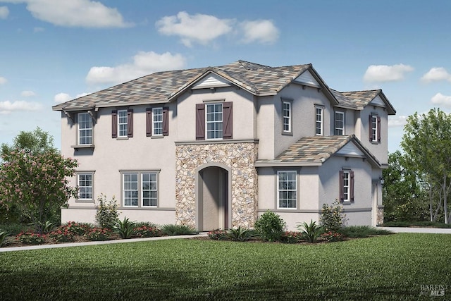 4564 Union Pl, Antioch, CA 94531 - view of front facade featuring stucco siding, a front yard, and stone siding