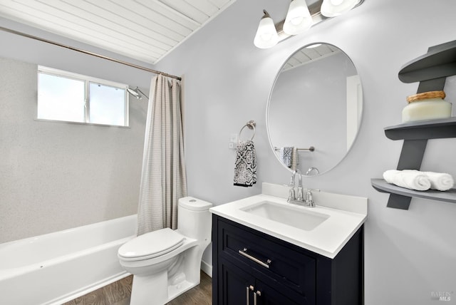 2876 Hilltop Rd, Concord, CA 94520 - bathroom featuring vanity, wood finished floors, and shower / bath combination with curtain