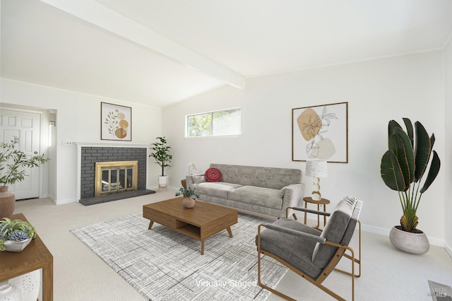 23 Hillside Dr, Fairfax, CA 94930 - carpeted living room featuring baseboards and a brick fireplace