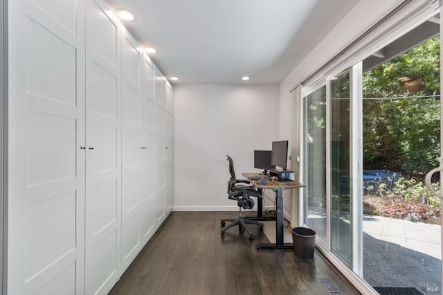 71 Convent Ct, San Rafael, CA 94901 - office area with dark wood-style flooring and recessed lighting