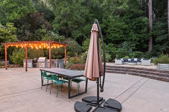 71 Convent Ct, San Rafael, CA 94901 - view of patio / terrace with outdoor dining space, exterior kitchen, and an outdoor living space
