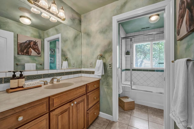 18903 N Shore Dr, Hidden Valley Lake, CA 95467 - full bathroom with tile patterned flooring, vanity, and bath / shower combo with glass door