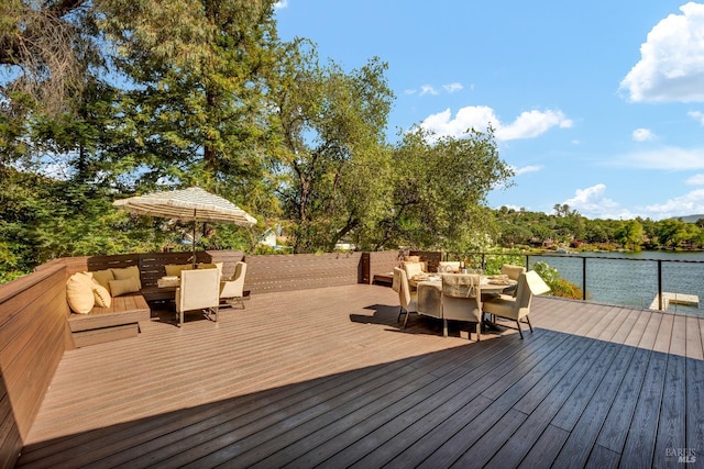 18903 N Shore Dr, Hidden Valley Lake, CA 95467 - wooden terrace with an outdoor living space and a water view