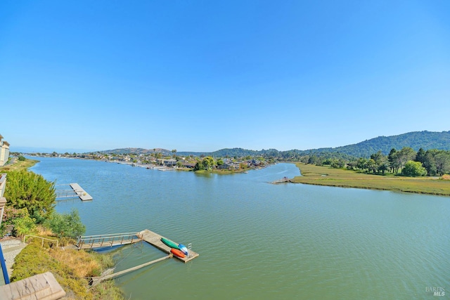 495 S Eliseo Dr Unit 7, Greenbrae, CA 94904 - water view with a mountain backdrop and a floating dock