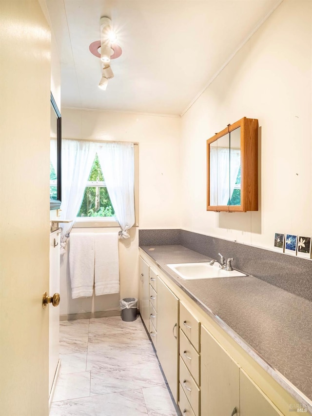 5820 Ruddock Rd N, Philo, CA 95466 - bathroom featuring vanity and marble finish floors