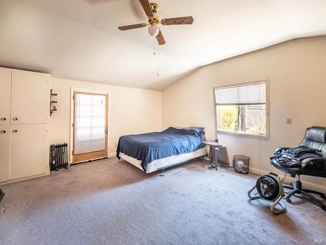 5820 Ruddock Rd N, Philo, CA 95466 - bedroom featuring lofted ceiling, light carpet, and a ceiling fan