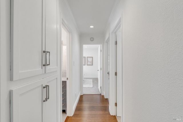251 Donegal Way, Martinez, CA 94553 - corridor with light wood-type flooring, crown molding, and recessed lighting
