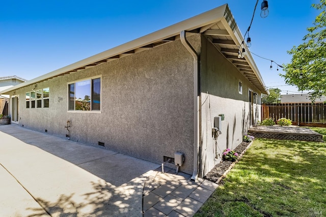 251 Donegal Way, Martinez, CA 94553 - view of property exterior featuring crawl space, stucco siding, and a patio area